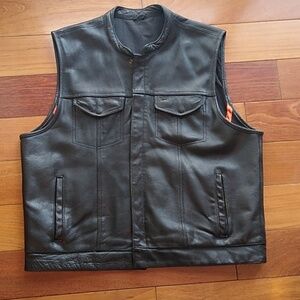 Milwaukee Leather Biker Vest Motorcycle Club Style Concealed Carry Black 5X 5XL